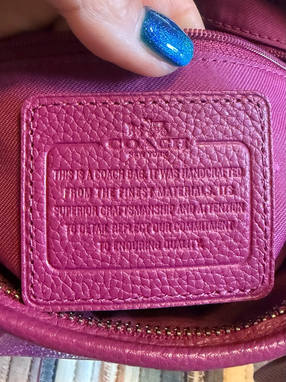COACH Pebbled Leather Satchel in Berry - Picture 11 of 12